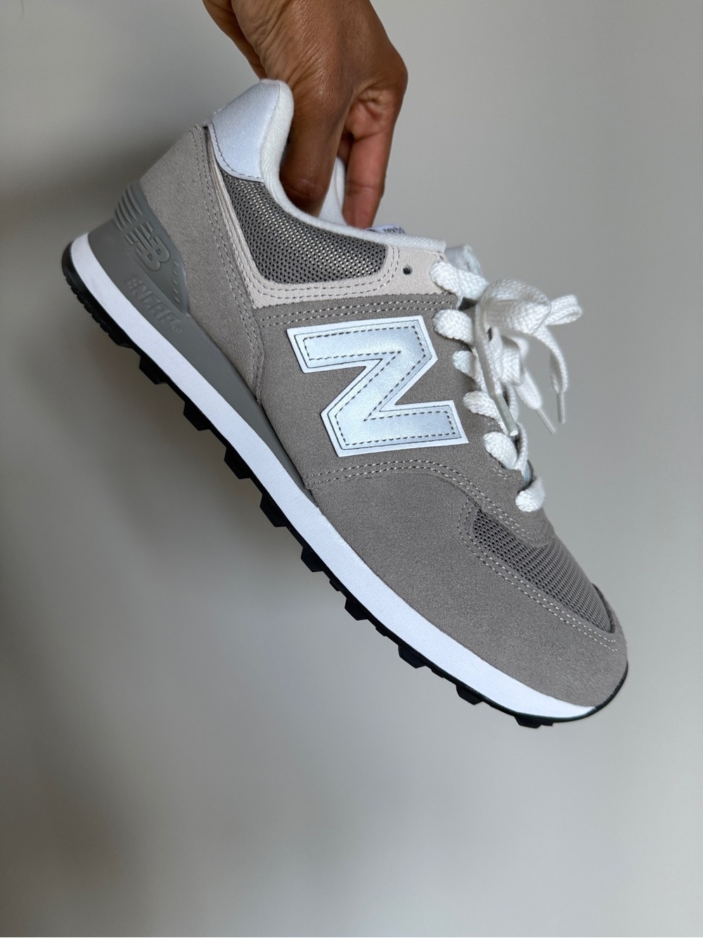 New Balance Men’s 574 Sneaker in Gray and White